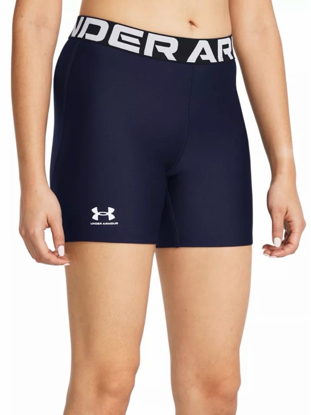 Under Armour Navy and White High-Rise Compression Bike Shorts